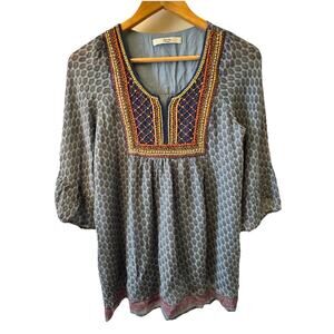 Another Edition Beaded Tunic Boho Global Flowy Sheer Small Lagenlook Sundance